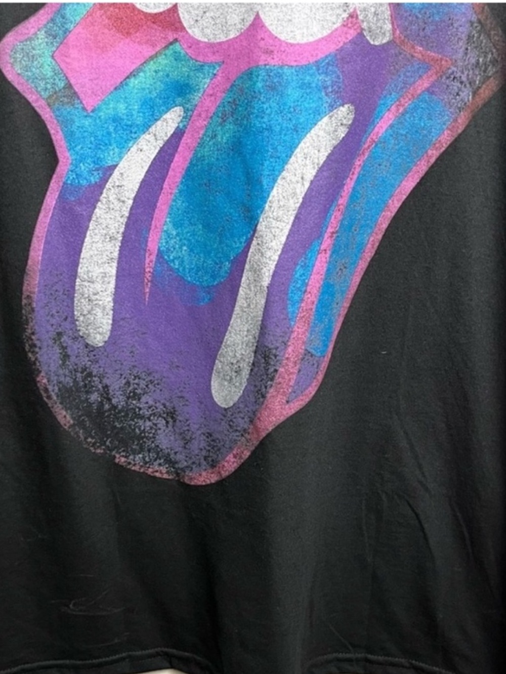 ROLLING STONES Iridescent Lips Logo Graphic Tee Black XL - Picture 7 of 7